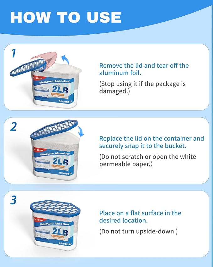 Moisture Absorber Buckets – Large Capacity Dehumidifier and Humidity Absorber for Closet, Basement, Bathroom, RV, and Storage