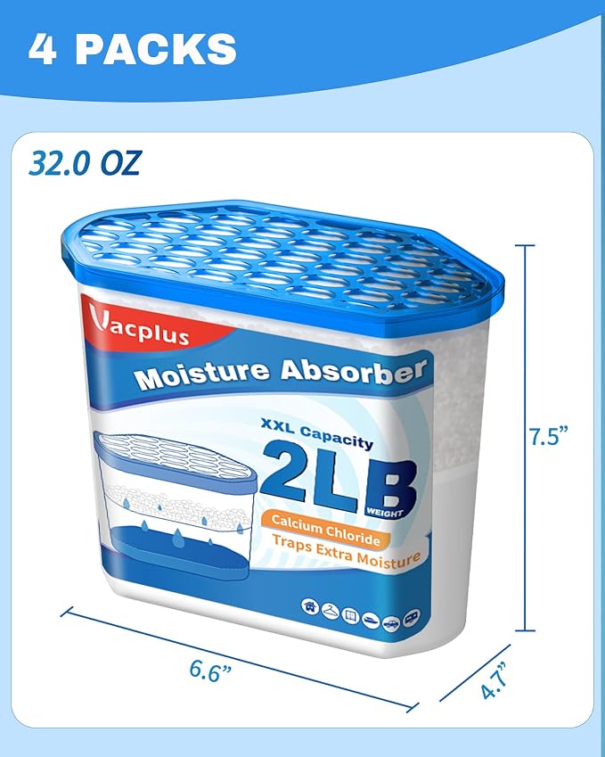 Moisture Absorber Buckets – Large Capacity Dehumidifier and Humidity Absorber for Closet, Basement, Bathroom, RV, and Storage