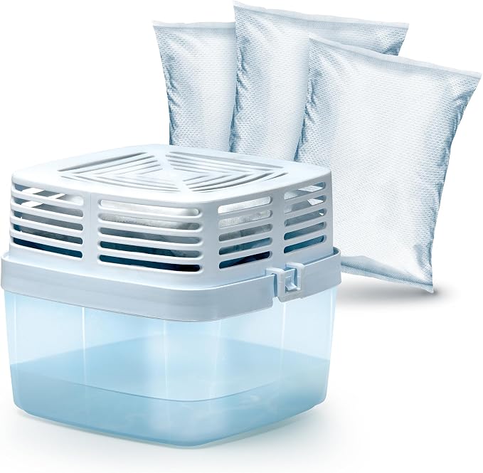Moisture Absorber Dehumidifier Device for Home, Premium Pack Of 1 Device of 15.9 Oz With 3 Pre-Measured Refills, Unscented