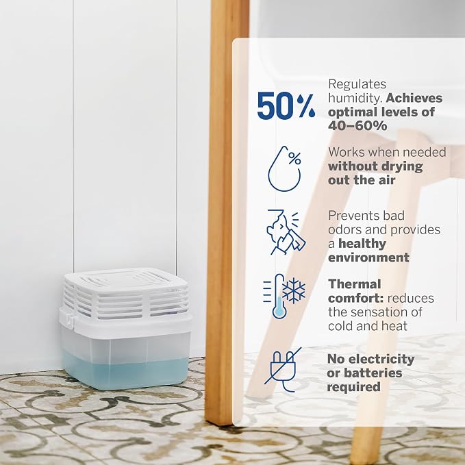Moisture Absorber Dehumidifier Device for Home, Premium Pack Of 1 Device of 15.9 Oz With 3 Pre-Measured Refills, Unscented