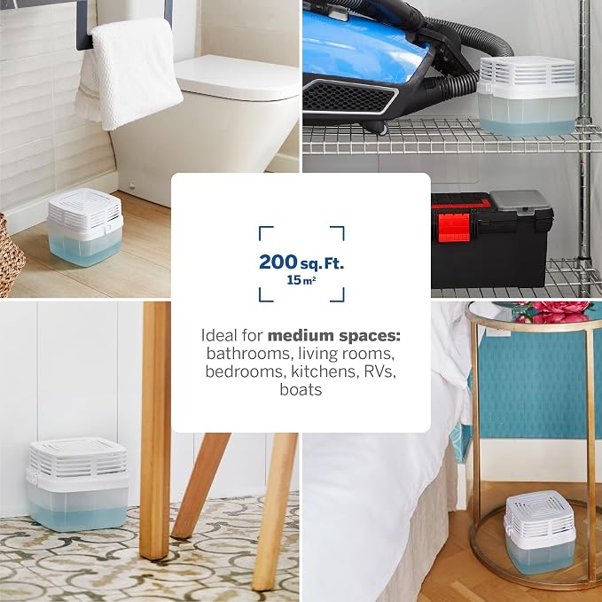 Moisture Absorber Dehumidifier Device for Home, Premium Pack Of 1 Device of 15.9 Oz With 3 Pre-Measured Refills, Unscented