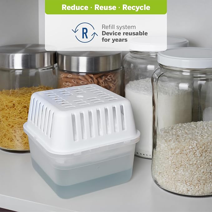 Moisture Absorber Dehumidifier for Home, Compact Pack of 1 Device of 8.8 Oz With 3 Pre Measured Refills, Fragrance Free