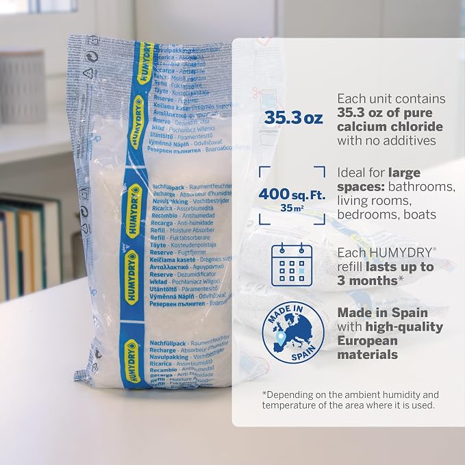 Moisture Absorber Refills for 35.3 Oz Dehumidifier Device, Pack of 3 Unscented Humidity Absorber Bags, Non, alternate view 7