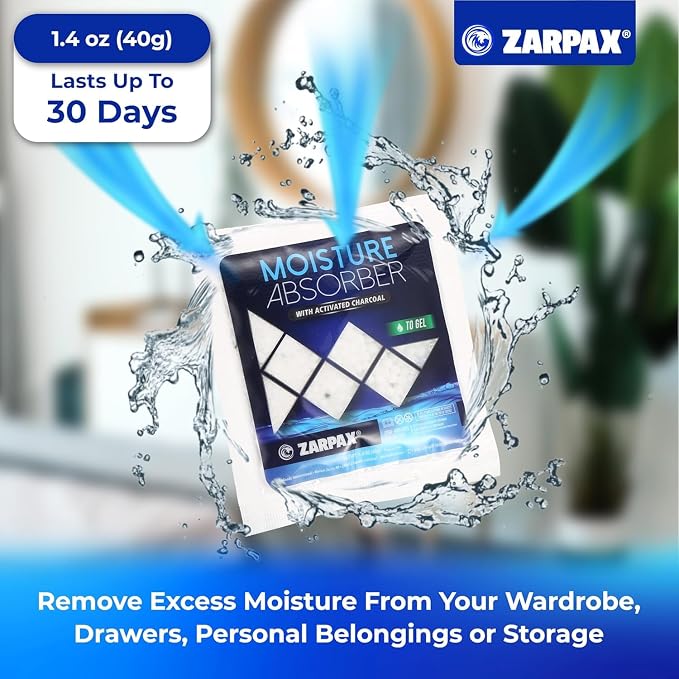Moisture Absorber Sachets Activated Charcoal 1.4 oz/40g - Remove Excess Moisture In Air - Desiccant Dehumidifier for Closet