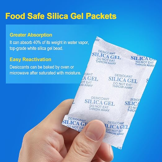 Moisture Absorbers – 100 Gram 12 Packs Silica Gel Packets, Desiccant Packs for Storage, Food Safe Desiccant for, alternate