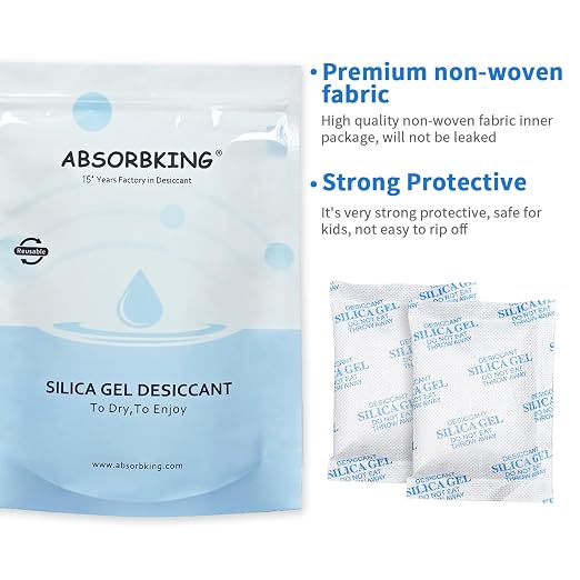 Moisture Absorbers – 100 Gram 12 Packs Silica Gel Packets, Desiccant Packs for Storage, Food Safe Desiccant for, alternate