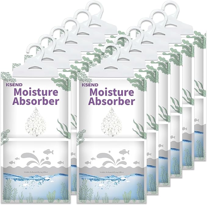 Moisture Absorbers 12 Packs - 9.8 oz Dehumidifier Bags, Portable Moisture Hanging Bags for Closet, Bathroom and Kitchen