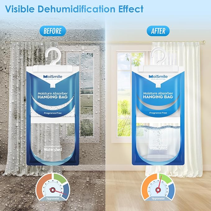 Moisture Absorbers 20 Pack Fragrance Free, Hanging Closet Dehumidifier Bags, Humidity Absorber, Compact, alternate view 2