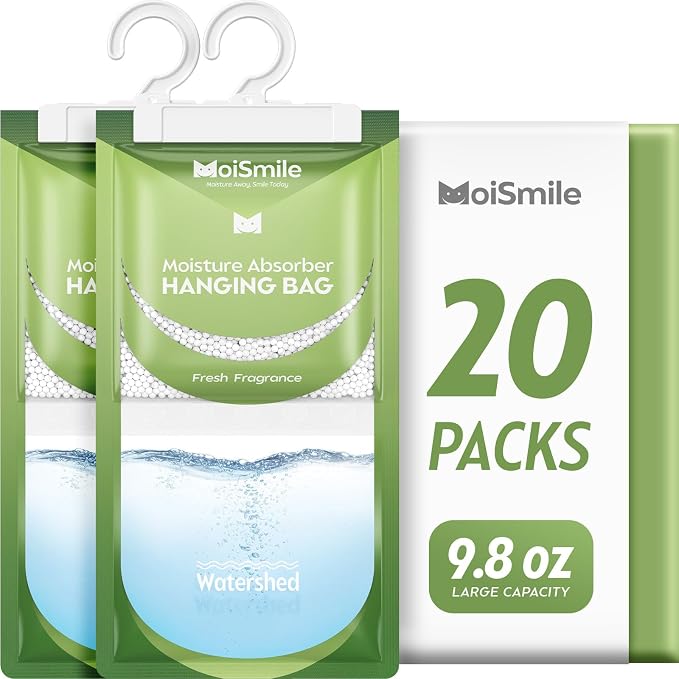 Moisture Absorbers 20 Pack Fresh Fragrance, Hanging Closet Dehumidifier Bags, Humidity Absorber, Compact