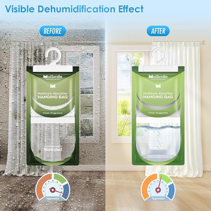 Moisture Absorbers 20 Pack Fresh Fragrance, Hanging Closet Dehumidifier Bags, Humidity Absorber, Compact, alternate view 2