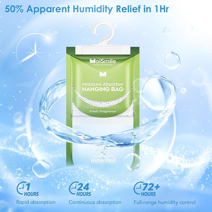 Moisture Absorbers 20 Pack Fresh Fragrance, Hanging Closet Dehumidifier Bags, Humidity Absorber, Compact, alternate view 3