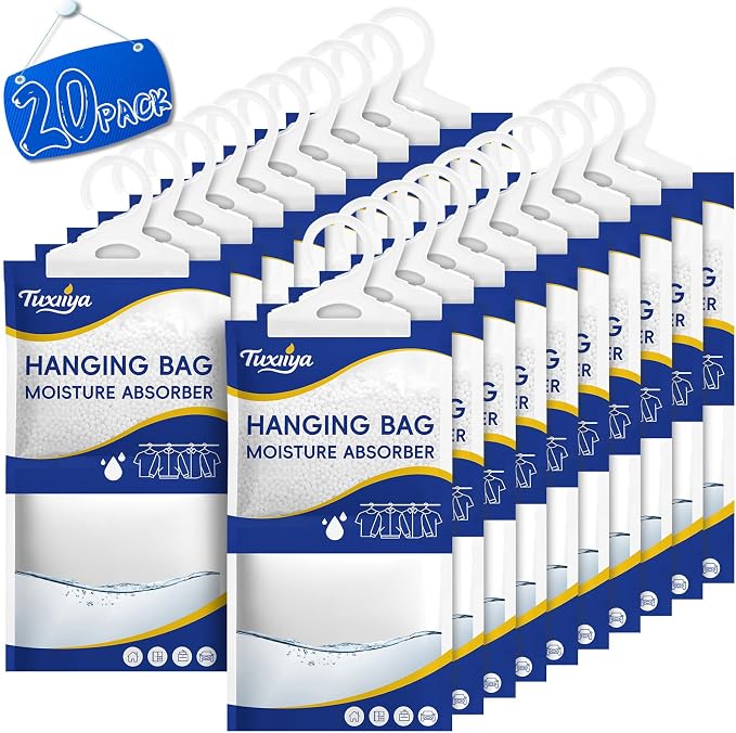 Moisture Absorbers 20 Pack,Hanging Closet Dehumidifier Bags,Moisture Absorbing Bags, Desiccant,Moisture Absorbing Bags for