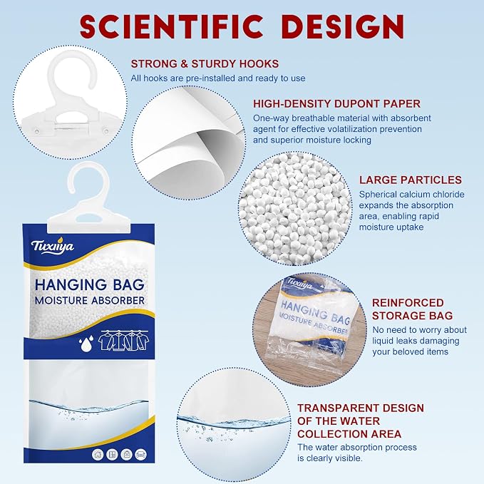 Moisture Absorbers 20 Pack,Hanging Closet Dehumidifier Bags,Moisture Absorbing Bags, Desiccant,Moisture Absorbing Bags for