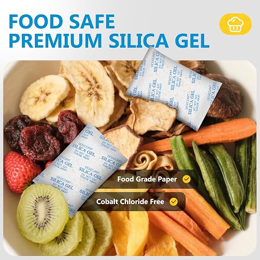 Moisture Absorbers - 50 Gram 22 Packs Silica Gel Packets with Color Indicating, Desiccant Packs for Storage, Food Grade