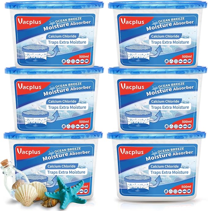 Moisture Absorbers 6 Pack, Portable Humidity Absorber Boxes for Your Bathroom, Closet & Car, Dehumidifier with Ocean