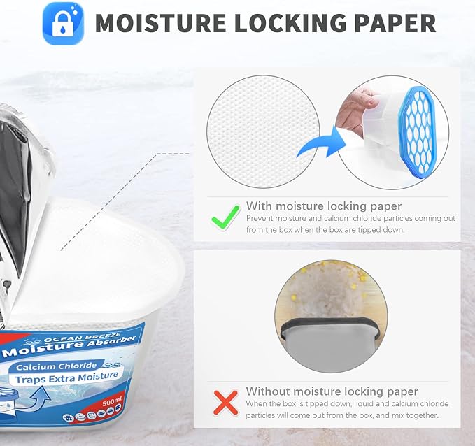 Moisture Absorbers 6 Pack, Portable Humidity Absorber Boxes for Your Bathroom, Closet & Car, Dehumidifier with Ocean