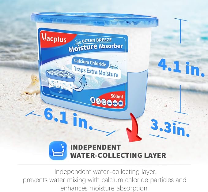 Moisture Absorbers 6 Pack, Portable Humidity Absorber Boxes for Your Bathroom, Closet & Car, Dehumidifier with Ocean