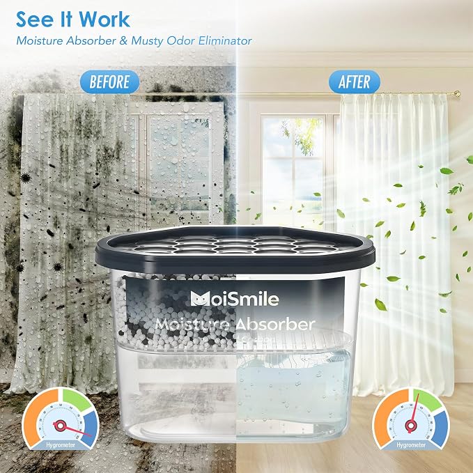 Moisture Absorbers 6 Packs, 10.8 Oz Activated Charcoal Efficient Humidity Absorber & Odor Absorber Boxes, alternate view 2