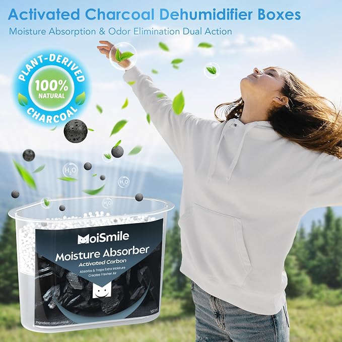 Moisture Absorbers 6 Packs, 10.8 Oz Activated Charcoal Efficient Humidity Absorber & Odor Absorber Boxes, alternate view 7