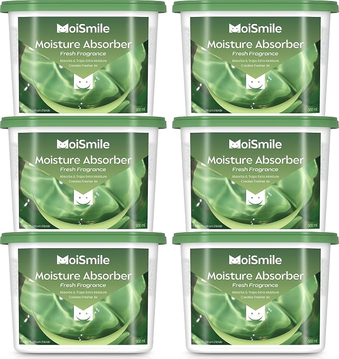 Moisture Absorbers 6 Packs, 10.8 Oz Fresh Scent Efficient Humidity Absorber & Odor Eliminator Boxes, Refillable