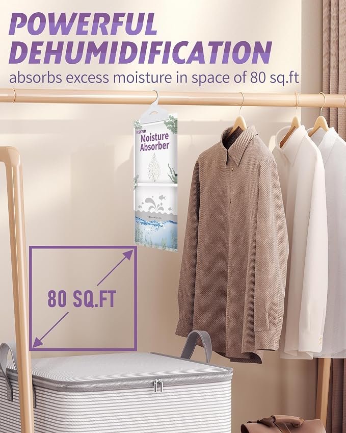 Moisture Absorbers 8 Packs - 9.8 oz Dehumidifier Bags, Portable Moisture Hanging Bags for Closet, Bathroom and, alternate