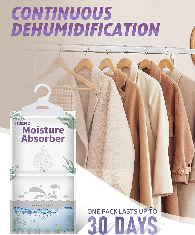 Moisture Absorbers 8 Packs - 9.8 oz Dehumidifier Bags, Portable Moisture Hanging Bags for Closet, Bathroom and, alternate