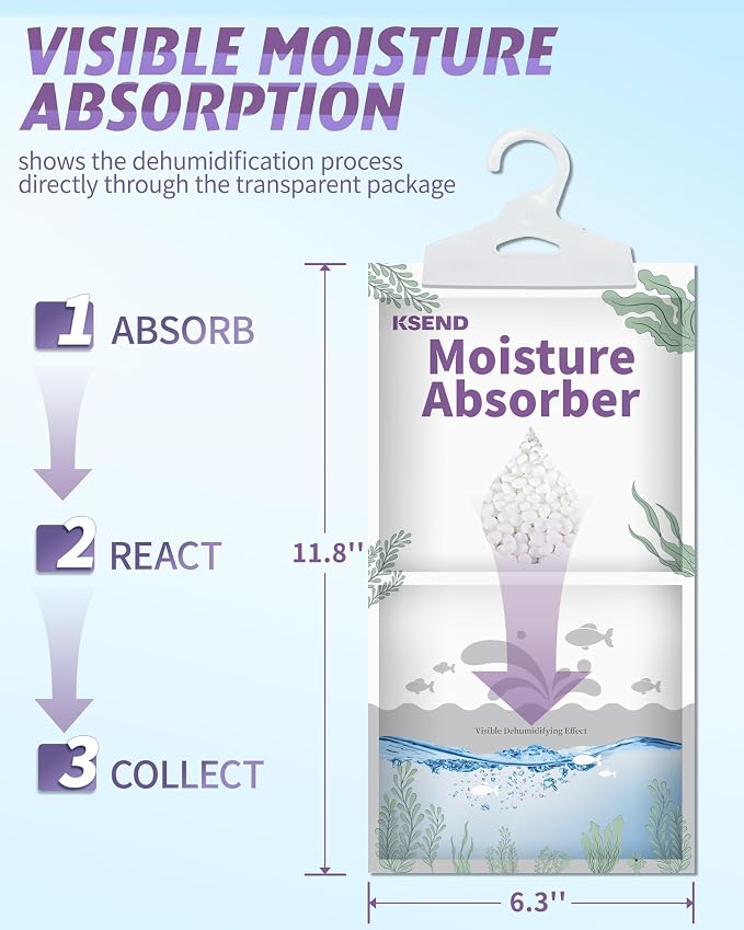 Moisture Absorbers 8 Packs - 9.8 oz Dehumidifier Bags, Portable Moisture Hanging Bags for Closet, Bathroom and, alternate