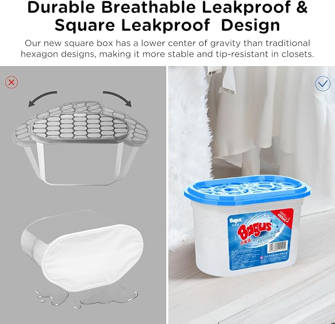 Moisture absorbers Boxes (6 Pack) - 10.5 Oz, Dehumidification Box, Moisture Absorber for Closet, Bathroom, Storage, Kitchens