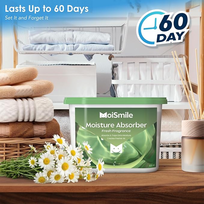 Moisture Absorbers, Efficient Fresh Scent Humidity Absorber & Odor Eliminator Boxes, Refillable Car Dehumidifier for Closet