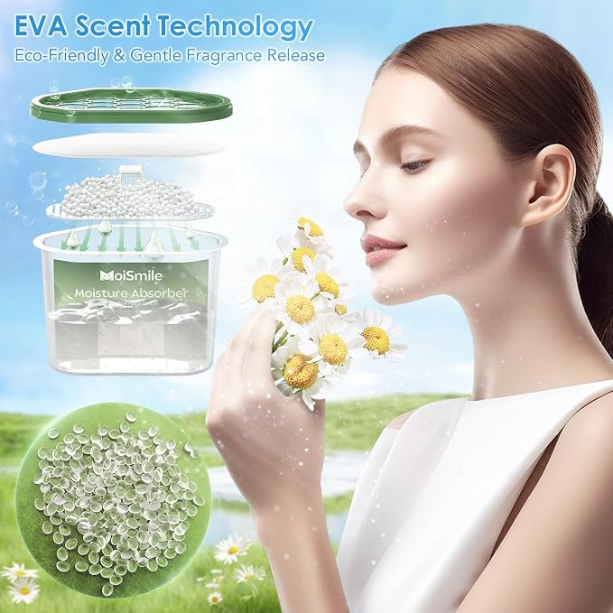 Moisture Absorbers, Efficient Fresh Scent Humidity Absorber & Odor Eliminator Boxes, Refillable Car Dehumidifier for Closet