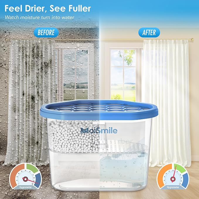 Moisture Absorbers, Efficient Humidity Absorber & Odor Eliminator Boxes, Refillable Car Dehumidifier for Closet, Bathroom