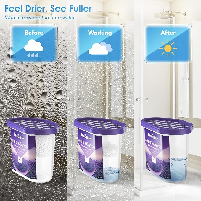 Moisture Absorbers, Efficient Lavender Vanilla Humidity Absorber & Odor Eliminator Boxes, Refillable Car, alternate view 2