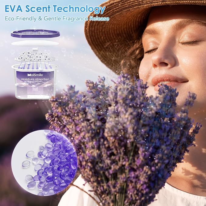 Moisture Absorbers, Efficient Lavender Vanilla Humidity Absorber & Odor Eliminator Boxes, Refillable Car, alternate view 3