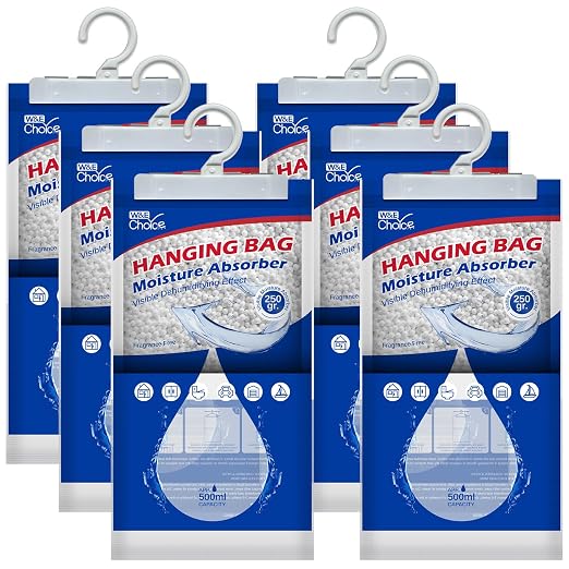 Moisture Absorbers Hanging Bag for Your Closet, Dehumidifier Bags for Bathroom, Fragrance Free Humidity Packs, product image