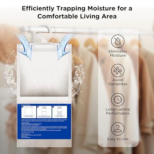 Moisture Absorbers Hanging Bag for Your Closet, Dehumidifier Bags for Bathroom, Fragrance Free Humidity Packs, alternate