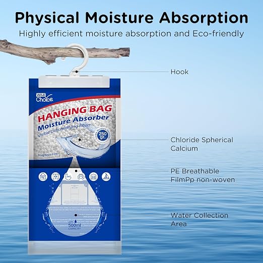 Moisture Absorbers Hanging Bag for Your Closet, Dehumidifier Bags for Bathroom, Fragrance Free Humidity Packs, alternate