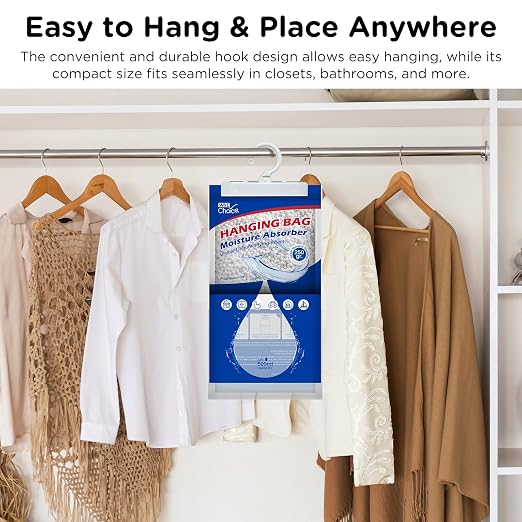 Moisture Absorbers Hanging Bag for Your Closet, Dehumidifier Bags for Bathroom, Fragrance Free Humidity Packs, alternate