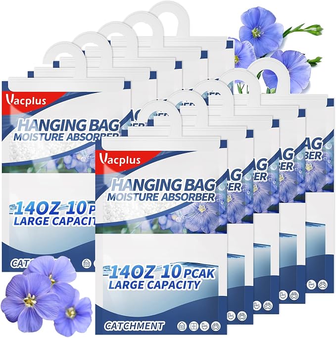 Moisture Absorbers, Hanging Closet Dehumidifier Bags, Humidity Packs, Desiccant, Closet Dehumidifiers with Linen Fragrance