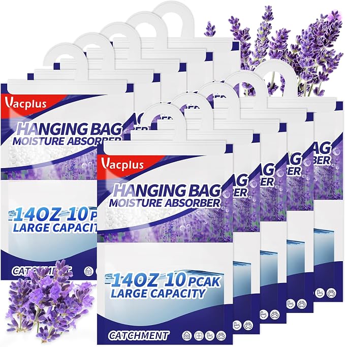 Moisture Absorbers, Hanging Closet Dehumidifier Bags, Humidity Packs, Desiccant, Closet Dehumidifiers with Lavender