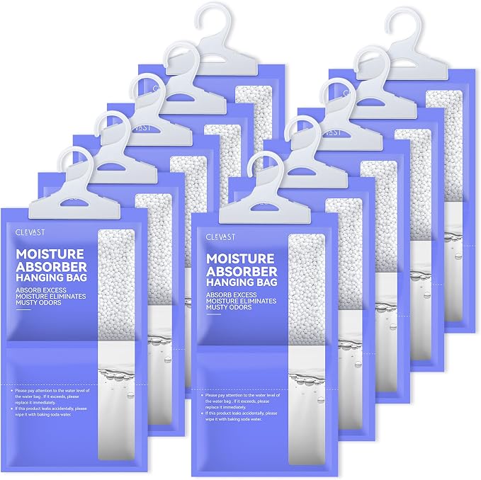 Moisture Absorbers Packets 10 Pack, Dehumidifier Bags for Closet, Unscented Hanging Humidity Absorber in Wardrobes, Bedrooms