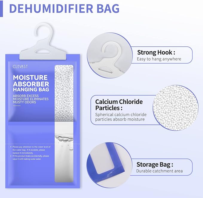 Moisture Absorbers Packets 10 Pack, Dehumidifier Bags for Closet, Unscented Hanging Humidity Absorber in Wardrobes, Bedrooms
