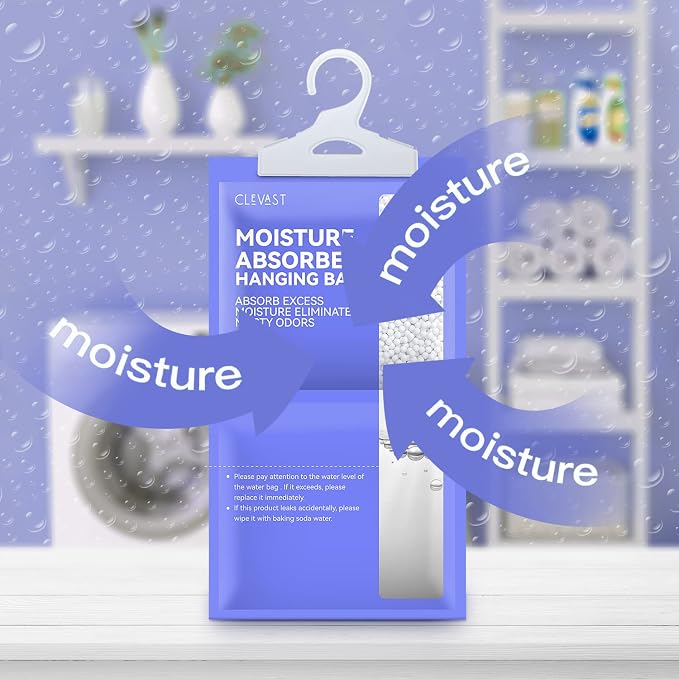 Moisture Absorbers Packets 10 Pack, Dehumidifier Bags for Closet, Unscented Hanging Humidity Absorber in Wardrobes, Bedrooms
