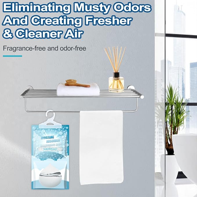 Moisture Absorbers Packets - 5 Pack Hanging Moisture Absorbers Dehumidifier Bags for Closet Bathroom Kitchen, Fragrance Free