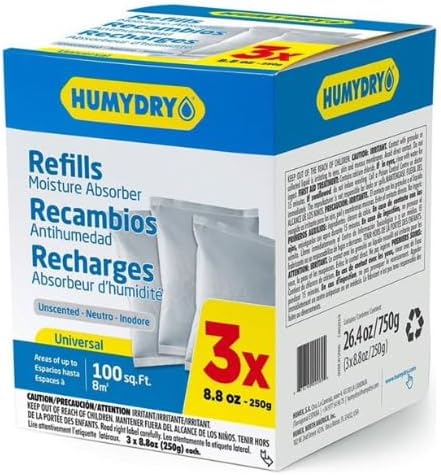 Moisture Absorbers Refills for 8.8 Oz Dehumidifier, 18 Count, 6 Packs of 3 Humidity Absorber Bags, Pre Measured Non Electric