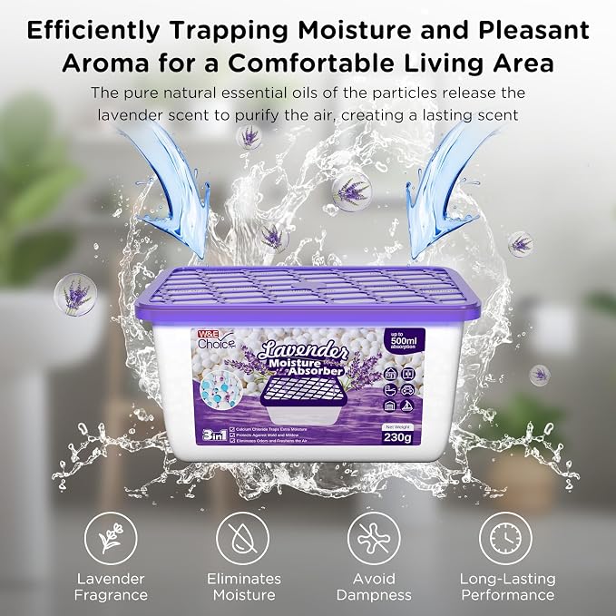 Moisture Absorbers With Lavender Scent, Portable Dehumidifier for Closet&Bathrooms, Kitchen, alternate product view 2