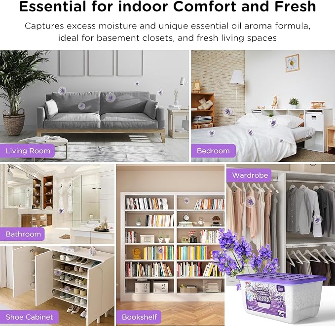 Moisture Absorbers With Lavender Scent, Portable Dehumidifier for Closet&Bathrooms, Kitchen, alternate product view 8