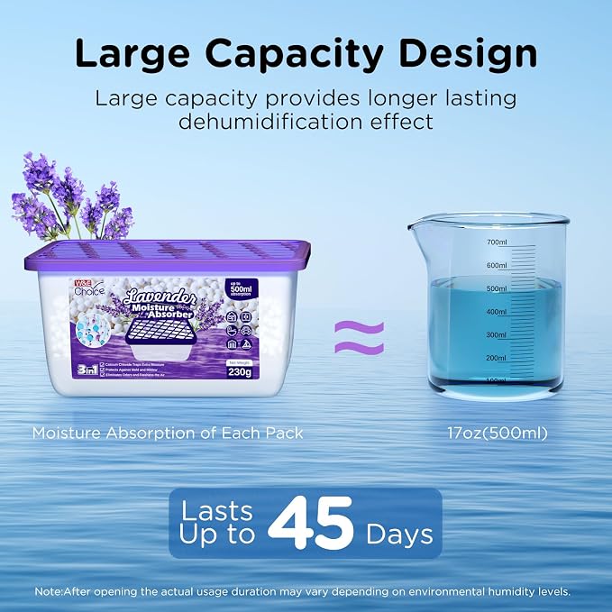 Moisture Absorbers With Lavender Scent, Portable Dehumidifier for Closet&Bathrooms, Kitchen, alternate product view 10