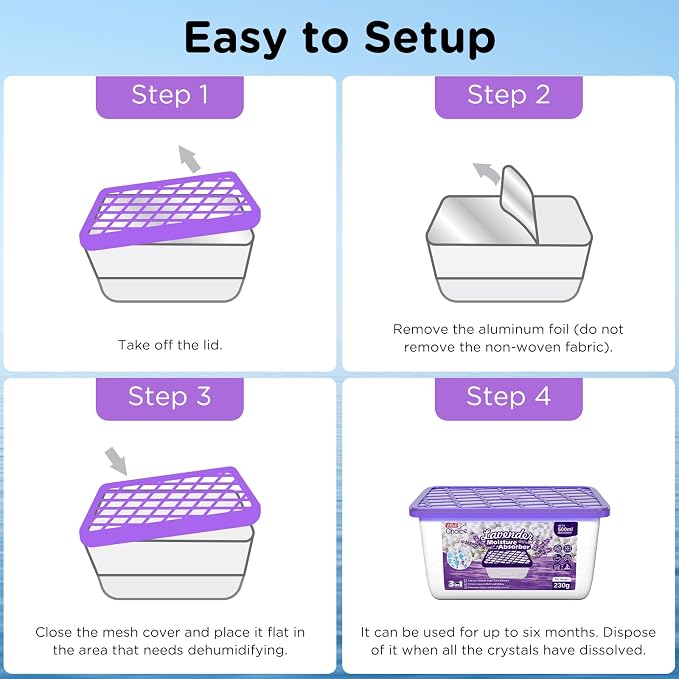 Moisture Absorbers With Lavender Scent, Portable Dehumidifier for Closet&Bathrooms, Kitchen, alternate product view 11