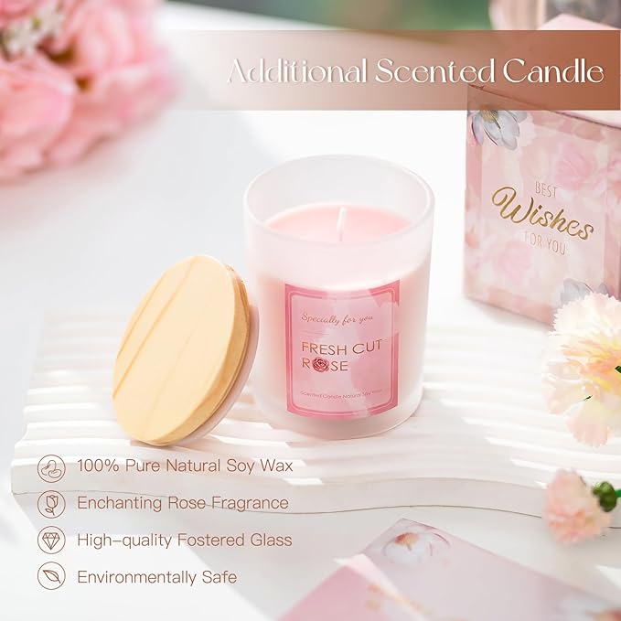 Mom Birthday Gifts for Women: Candle Warmer Lamp with Scented Candles Dimmable Pink Flower Wax Warmer with Timer Mothers Day