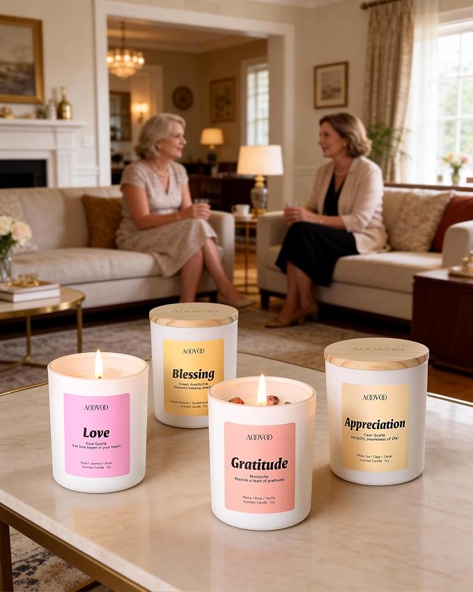 Mom Candles Set for Women - 4 Pack Candles for Home Scented, 28 oz 200h, Aromatherapy Candle with Crystals, alternate product